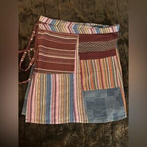 Natural Life Patchwork Wrap Skirt L/XL Boho Festival Artisan NWT